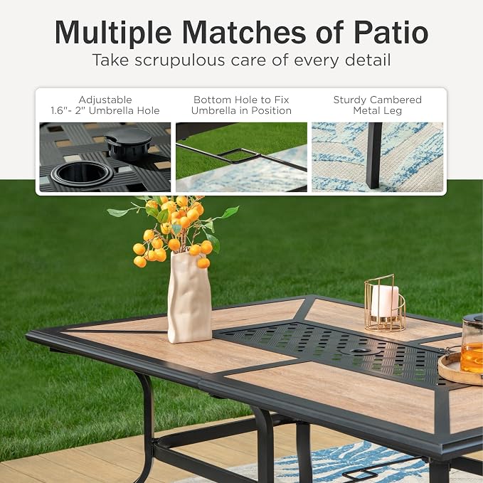 PHI VILLA 7 Piece Patio Dining Set, 6 Swivel Patio Chairs - Image 8