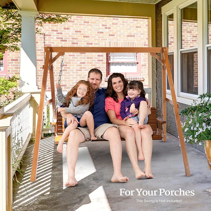 VINGLI 4FT Porch Swing Frame, 660 LBS Capacity Wooden A-Frame Swing Stand - Image 5