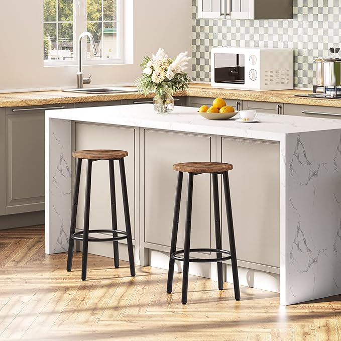 HOOBRO Bar Stools, Kitchen Round Height Stools - Image 4