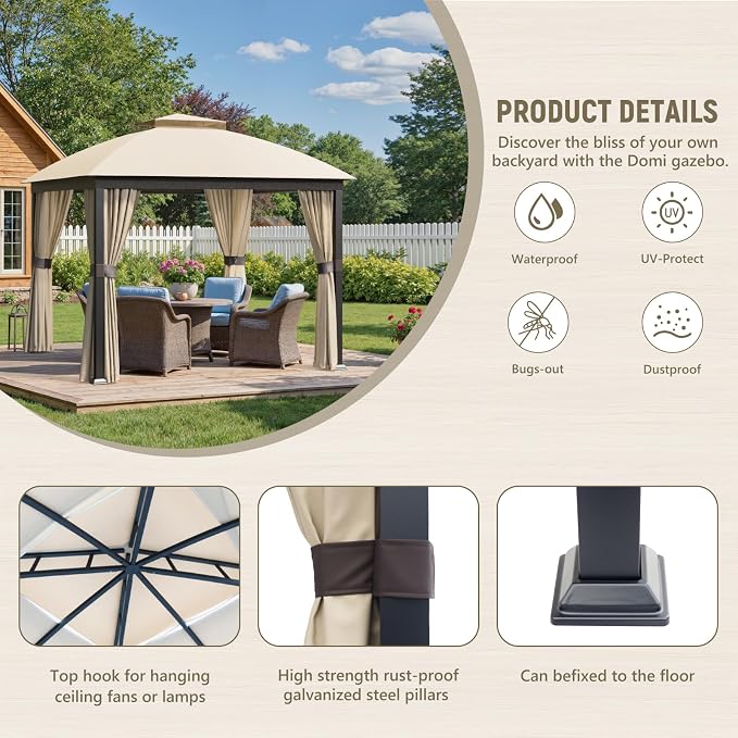 Patio Gazebo 10x10, Outdoor Gazebos, Heavy Duty Gazebo Soft Top Gazebos - Image 6