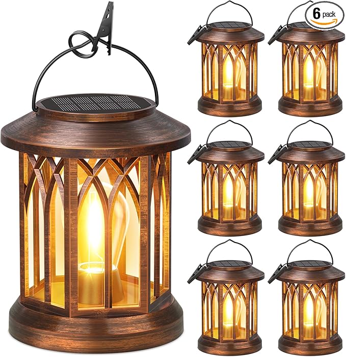 WdtPro Solar Lanterns Outdoor Hanging 6 Pack, Upgraded Bright Lantern Lights by WdtPro