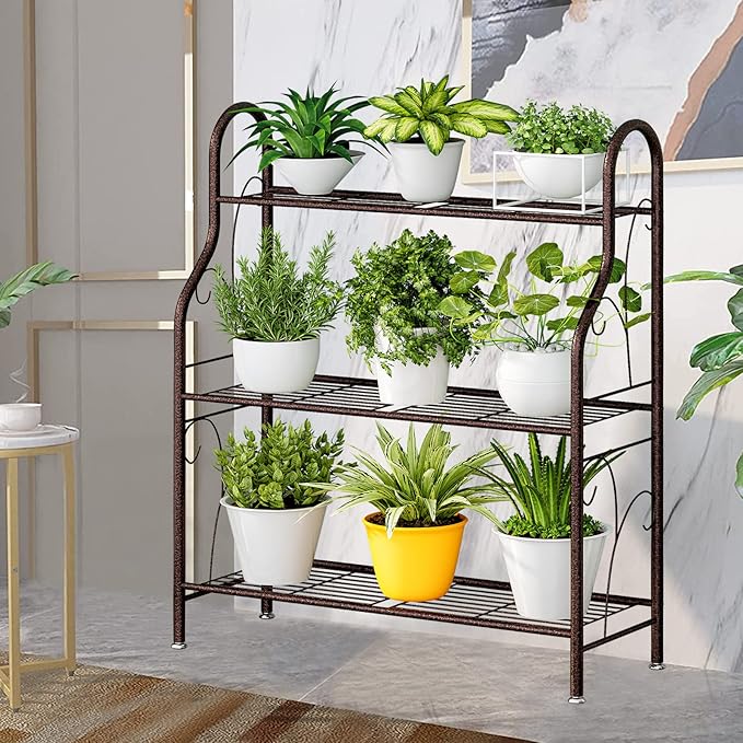 SORCEDAS Plant Stand Indoor Outdoor Plant Shelf 3 Tier Metal Corner Flower - Image 4