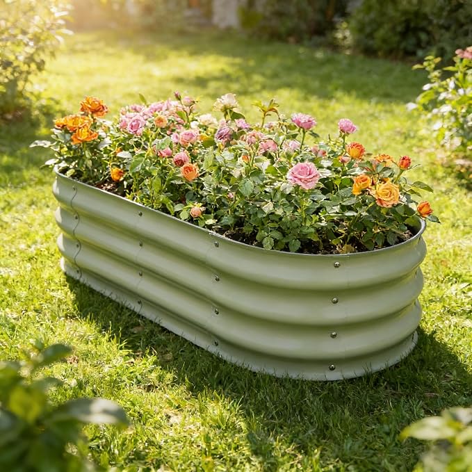 Gardmax Galvanized Raised Garden Bed, Lightweight Planter Boxes Outdoor - Image 8