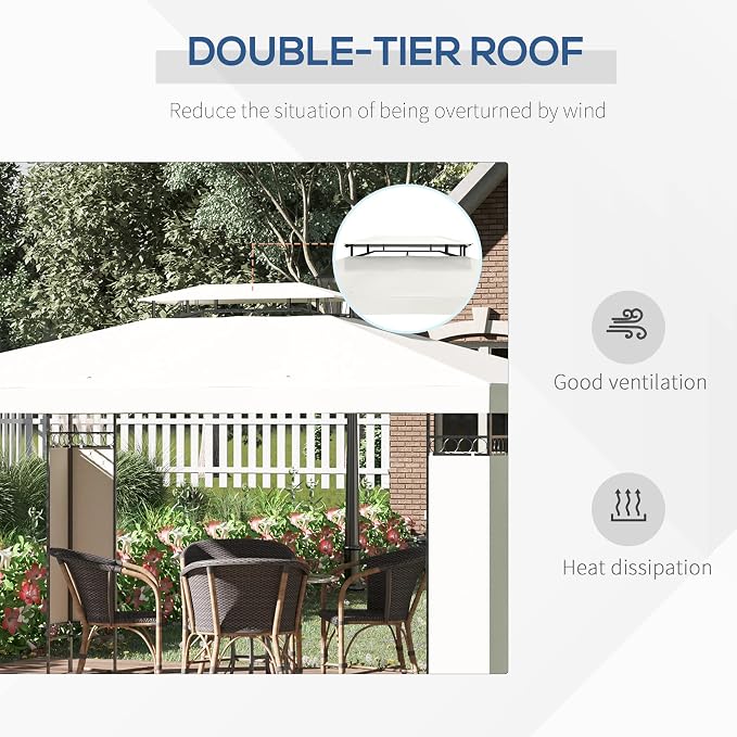 Outsunny 10' x 13' Patio Gazebo, Double Roof Outdoor Gazebo Canopy Shelter - Image 3