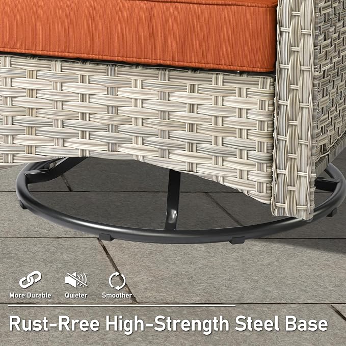 HOOOWOOO 3 Piece Patio Furniture Bistro Sets, Outdoor Wicker Swivel Rocking - Image 7