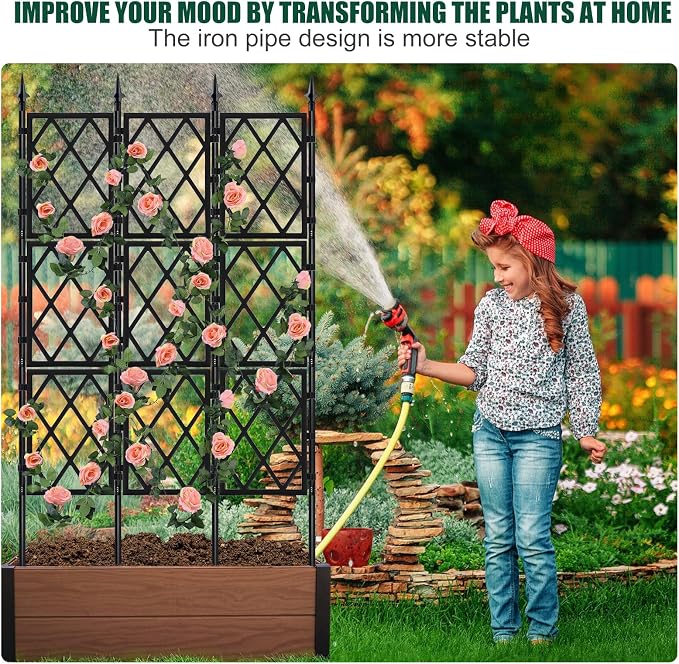 Garden Trellis for Climbing Plants Outdoor 5.25 FT, Iron Pipe Metal Support - Image 6