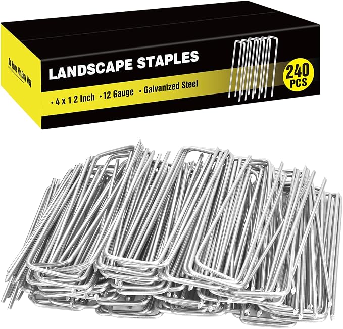 HongWay 240 Pack 4 Inch Landscape Staples, Garden Staples 12 Gauge Galvanized by HongWay