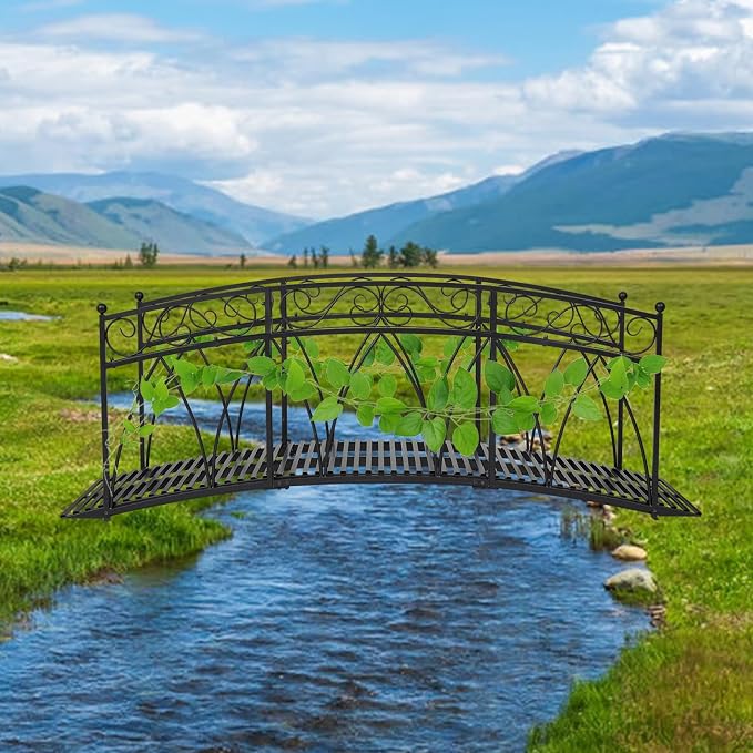 Kinlife 8 FT Metal Arch Garden Bridge – Heightened Patio Outdoor Bridge - Image 7