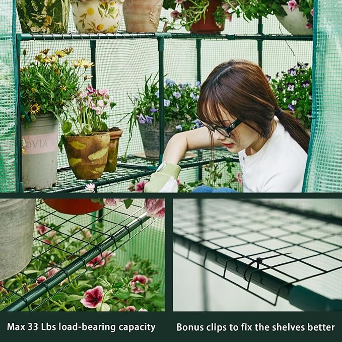 Walk-in Greenhouse for Outdoors, Thickened PE Cover & Heavy Duty Powder-Coated - Image 9