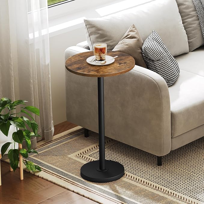 Round Side End Table for Small Spaces, Pedestal Style Martini Drink Side Table - Image 5