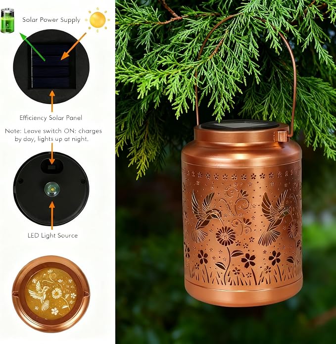 Hummingbird Solar Lanterns Outdoor Garden Decor Solar Lights Waterproof - Image 4