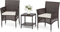 Devoko Outdoor 3 Piece Patio Furniture Set Wicker Chairs by DEVOKO