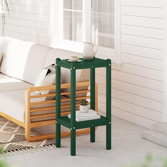 WestinTrends Malibu 36" Outdoor Adirondack HDPE 2-Tier Patio Side Table - Image 2
