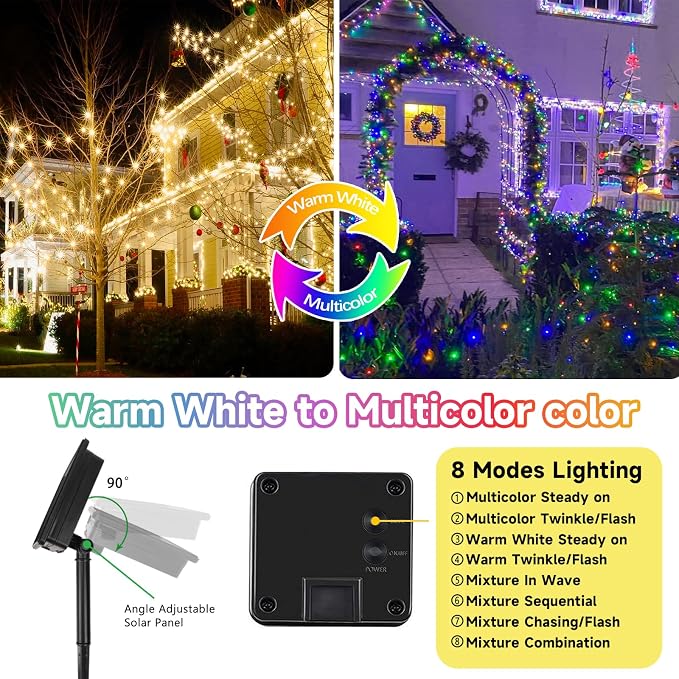 Warm White and Multicolor Color Changing Solar String Lights - Image 5