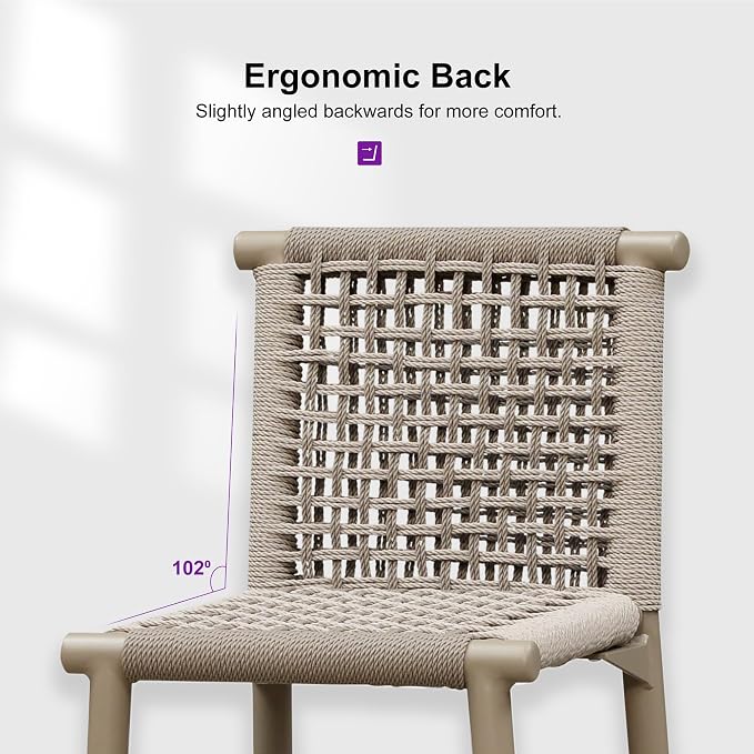 PURPLE LEAF Outdoor Bar Stools Set of 4 Aluminum Counter Height Wicker Stool - Image 7