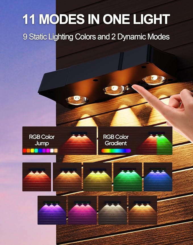 Solar Fence Lights 10 Pack, Outdoor Fence Light - Image 3