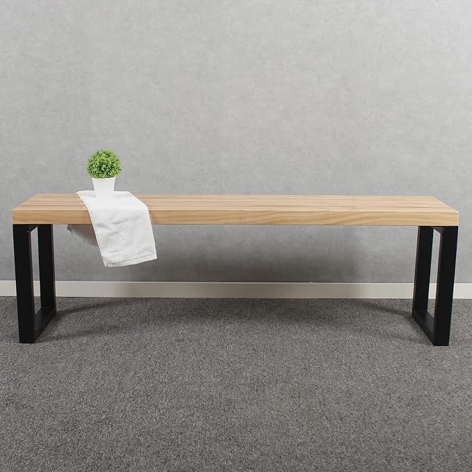MBQQ Outdoor Soild Wood Bench, 55 inch Patio Picnic Bench, Oil Finished - Image 7