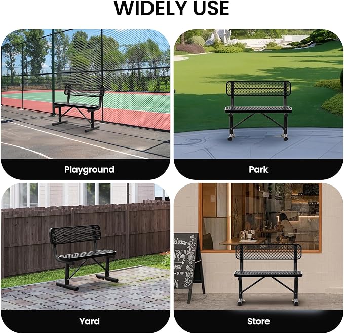 4 Feet Heavy Duty Metal Park Bench - Image 7