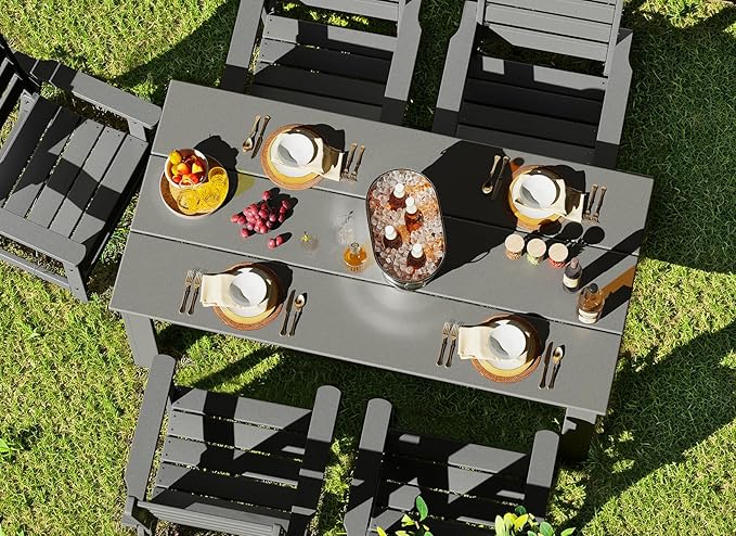 GREENVINES Outdoor Dining Chair | HDPE | Patio Chairs | All-Weather | Grey - Image 4