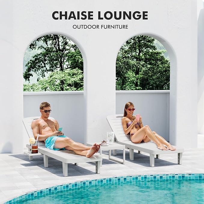 WACASA Outdoor Chaise Lounge Chairs Set of 2, Oversized Lounge Chairs - Image 3