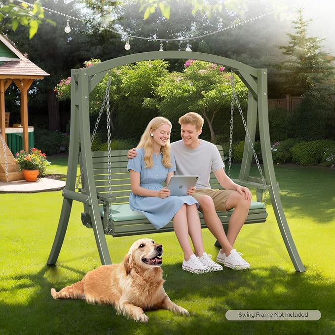 VINGLI Heavy Duty 880 LBS Patio Wooden Porch Swing Outdoor - Image 7