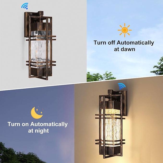 Dusk to Dawn Outdoor Front Porch Light Fixtures Wall Mount Gold-Swept Black - Image 3