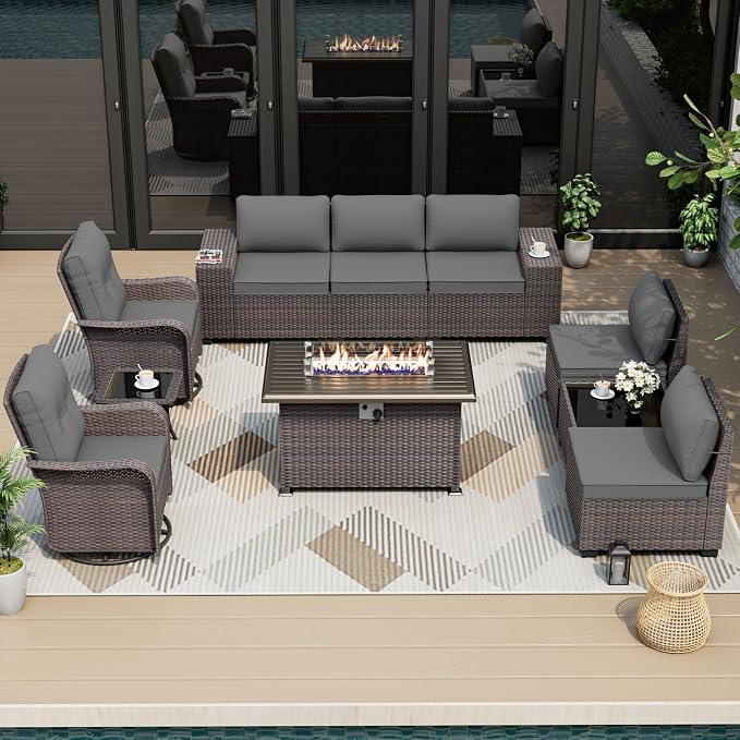 ALAULM 10 Pieces Outdoor Patio Furniture Set by ALAULM