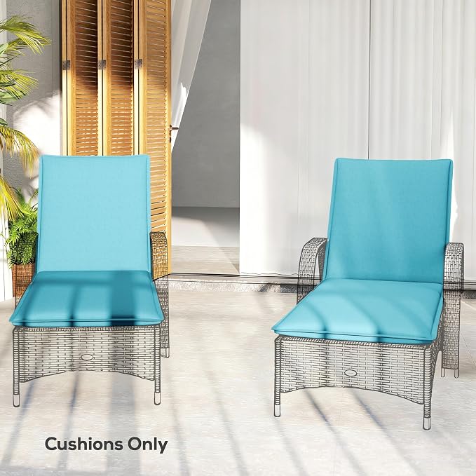 Outsunny Outdoor Lounge Chair Cushion Set of 2, UPF50+ 200gsm Fabric and 25D - Image 7
