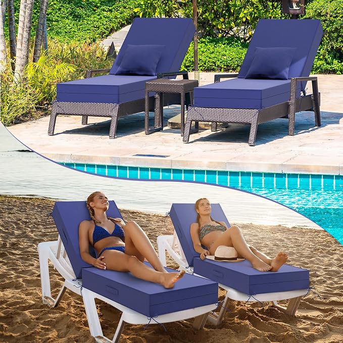 Outdoor Water-Resistant Olefin Chaise Lounge Cushions - Image 8
