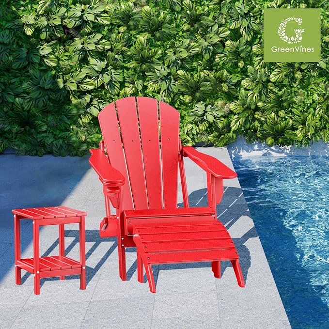 GREENVINES Adirondack-Outdoor-Side-Table | Set of 2 | 14 x 13 Inches | HDPE - Image 2