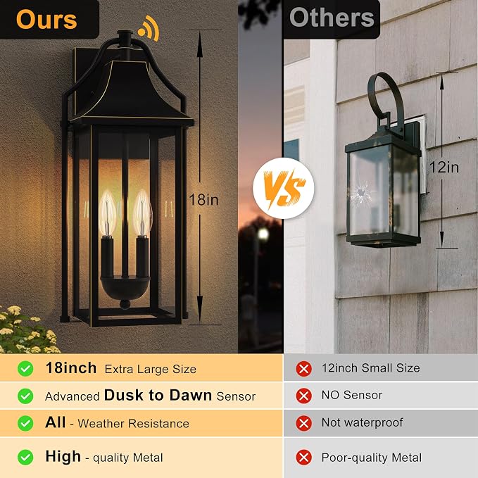  Outdoor Wall Sconce Fixture, Dusk to Dawn Patio Lights Waterproof - Image 4