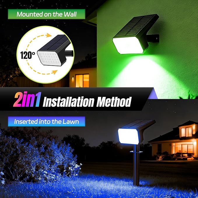 Solar Spot Lights Outdoor Color Changing, 7 Modes Auto On/Off Solar Landscape - Image 6