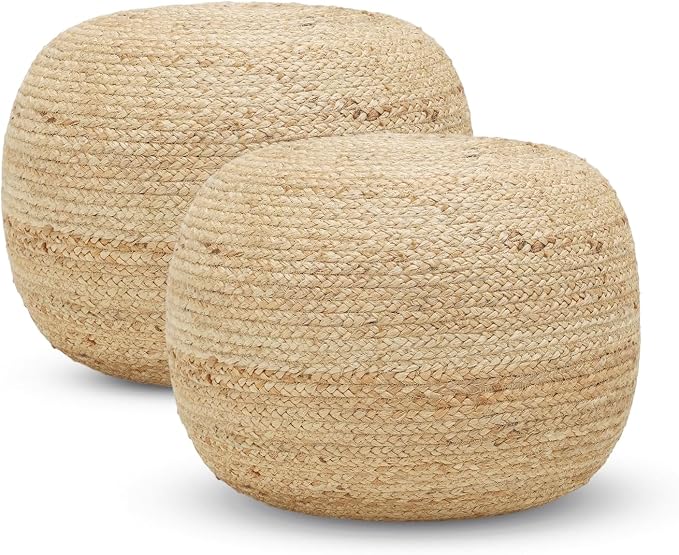 REDEARTH · Jute Circular Pouf Ottoman by REDEARTH