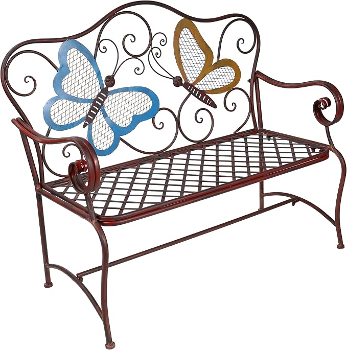 Alpine Corporation 45" x 23" Outdoor 2-Person Butterfly Garden Bench - Image 9