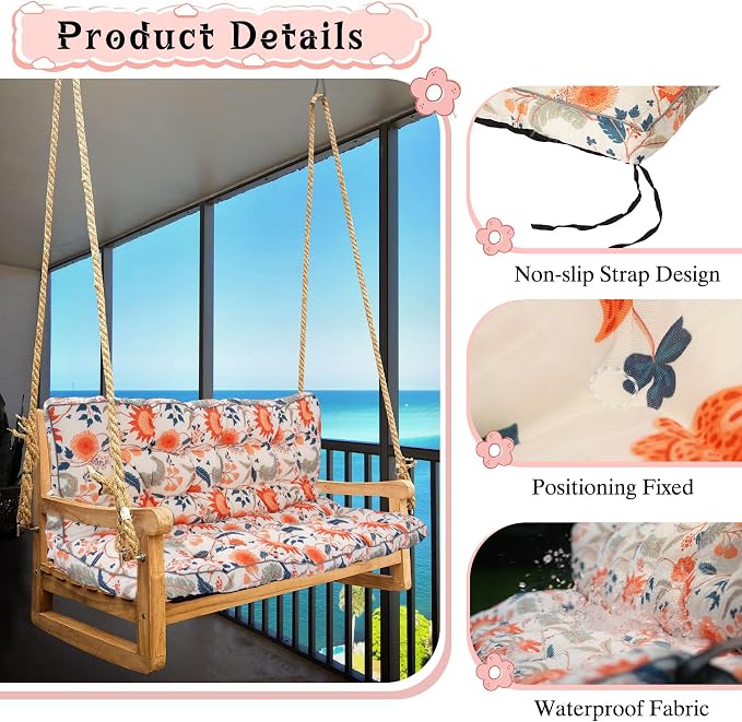 2-3 Seat Swing Replacement Cushion, Outdoor Bench Cushions - Image 6