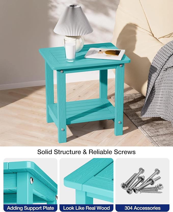 YEFU Outdoor Side Table for Patio: 16" HIPS Weather - Image 6