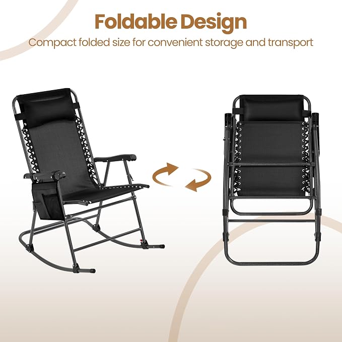 Yaheetech 26in Rocking Chair Outdoor Zero Gravity Folding Chairs Rocking Chairs - Image 7