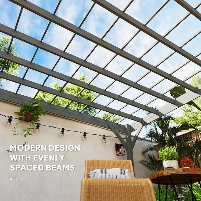 Outsunny 12' x 20' Outdoor Pergola, Wood Gazebo Grape Trellis - Image 4