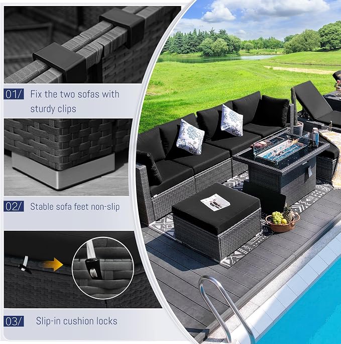 BULEXYARD 6 Pcs High Back Outdoor Patio Furniture Set - Image 6