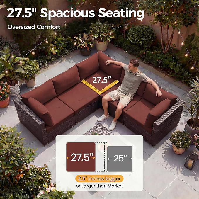 NICESOUL 7 Piece Modular Outdoor Furniture Set - Image 6