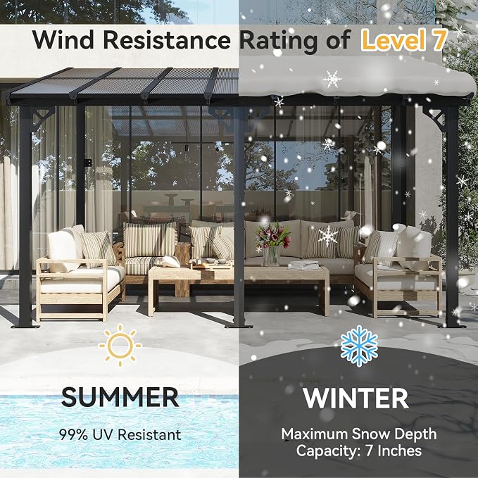 Aoxun 14' x 10' Gazebo for Patio, Lean to Gazebo Pergola - Image 5