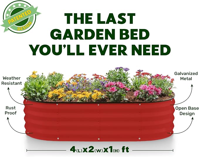 Plant & Plot Galvanized Raised Garden Beds Outdoor // 4×2×1 ft Planter Raised - Image 5