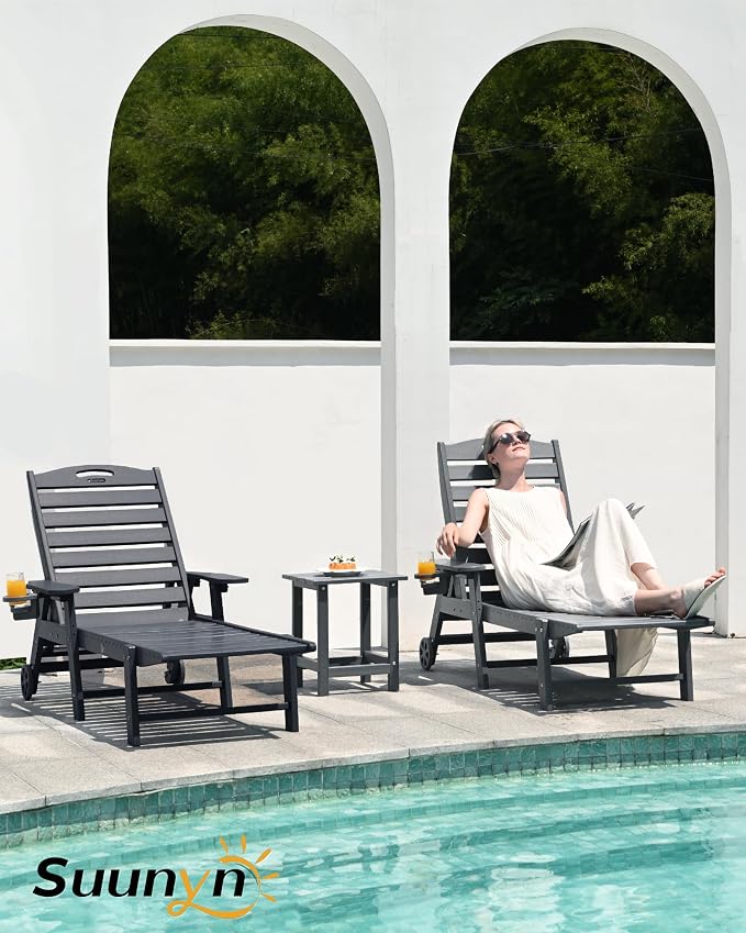 Lounge Chair Outdoor, Chaise Lounge Outdoor, HDPE 6-Position Lounge Chair - Image 2