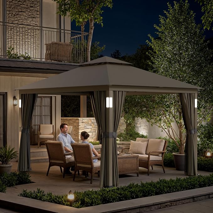 Patio Gazebo 10x12, Outdoor Gazebos, Heavy Duty Gazebo Soft Top Gazebos by Sannwsg