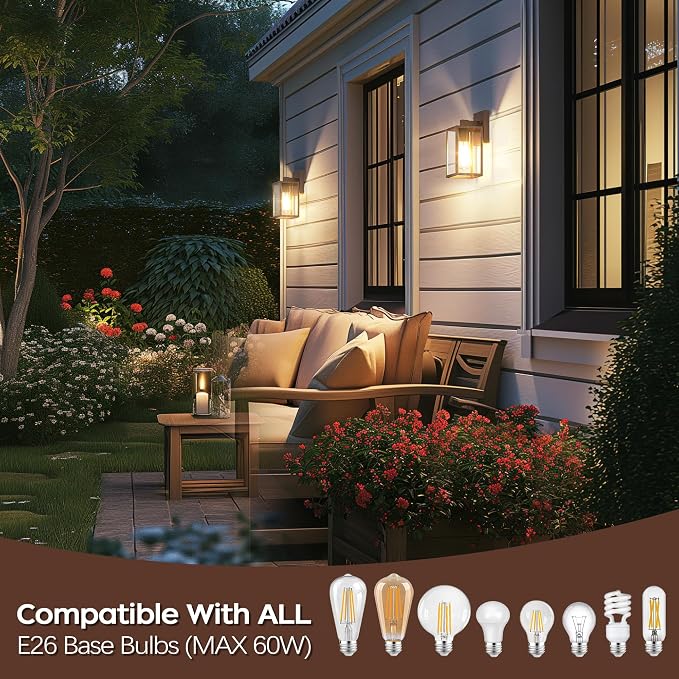 Oil Rubbed Bronze Outdoor Front Porch Light Fixture Wall Mount, LED Exterior - Image 3