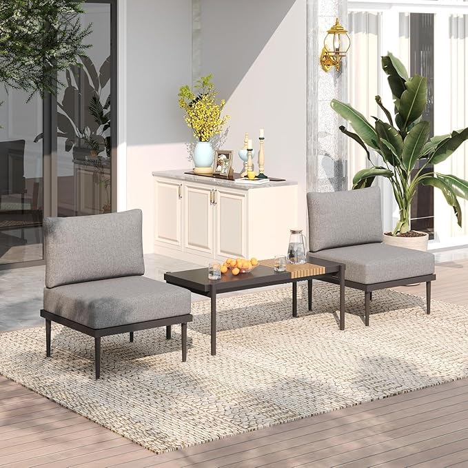 Sundale Outdoor 2 Pieces Patio Sofa Set, Metal Outdoor Sectional Loveseat - Image 7