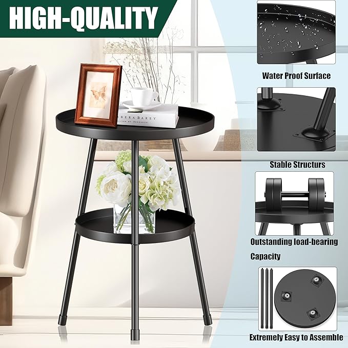 SYQ Round Metal Side Table Small End Table - Image 6