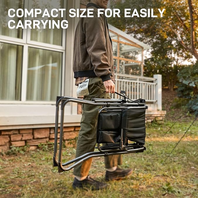 EVER ADVANCED 2 Piece Portable 30.7" Seat Height Tall Folding Camping Chair - Image 3