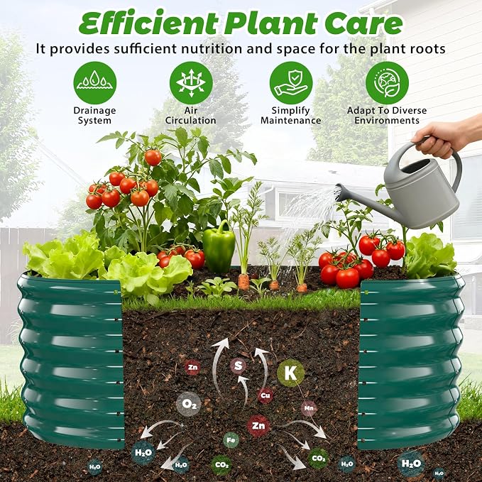 17" Tall Outdoor Garden Raised Garden Bed Kits, 4ft X 2ft Oval, 0.8MM Thick - Image 2