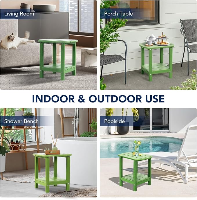 Nalone Adirondack Side Table, 16.5" Outdoor End Table, HDPE Plastic, Small - Image 8